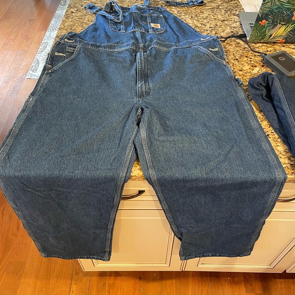 Carhartt 46 x 32 Denim Bib Carpenter Overalls